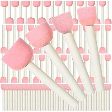 Imagem de Harloon 100 peças, 4 tamanhos sortidos, escova de esponja redonda, pincel de tinta de esponja para artesanato, ferramentas de pintura de esponja para arte infantil, rosa
