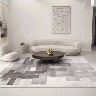 Imagem de Tapete de decoração simples e moderno para sala de estar, grande área, macio, cinza, nórdico, para quarto, 3,300x400cm