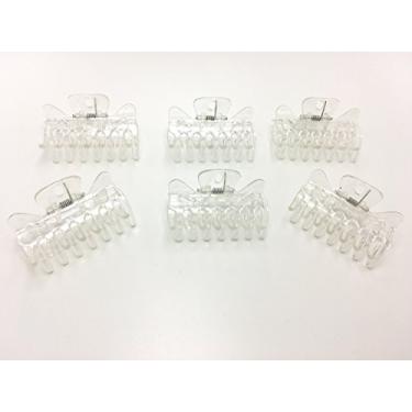 Imagem de 6 peças mini grampo de cabelo de plástico transparente longo 14 garras grampo de cabelo grampo grampo grampo de grampo de cabelo DIY acessórios grampo de cabelo para mulheres e meninas