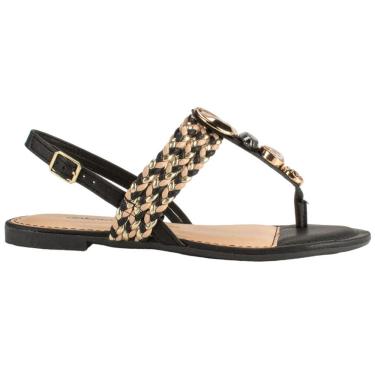 Imagem de Sandália Feminina Rasteira Casual Dia a Dia Passeio com Pedrarias Conforto Dakota Y7991