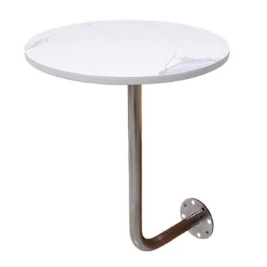 Imagem de Mesa de bar alta, mesa de bistrô, mesa de bar de parede com pernas de aço inoxidável, moderna, pequena, redonda, bar, final, mesa de jantar, decoração de móveis