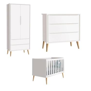 Imagem de Jogo de Quarto para Bebê Completo 2 Portas Théo New Branco Fosco com N