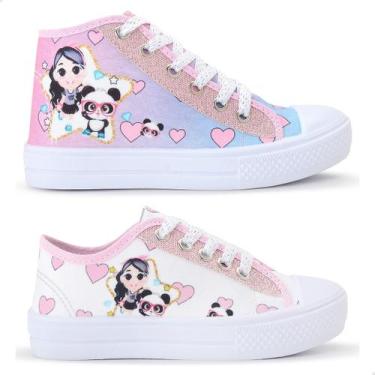 Imagem de Kit Combo 2 Pares Tênis Casual Infantil Feminino Botinha e Cano Baixo 