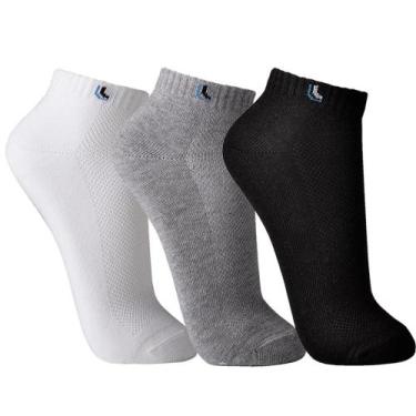 Imagem de Meia Lupo Sport Cano Curto 3225-089 C/3, Branco, Cinza, Preto, 41-44