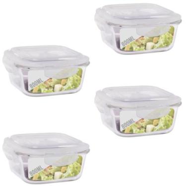 Imagem de Conjunto 4 Potes Hermetico Marmita Fit Anel Vedação 800 ml - Quality h