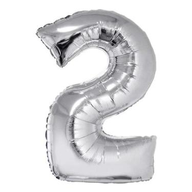 Imagem de Balão Metalizado Número 2 Prateado - 16'' (41 cm) - Foil Balloon