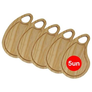 Imagem de Kit 5 Tábuas para Servir Hambúrguer em Madeira de Pinus Natural Maciço - Recorte com Óleo Mineral Cor:PINUS NATURAL;Tama