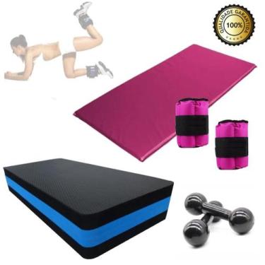 Imagem de Kit Aeróbico Caneleira Rosa +Step+Halter 2Kg+Colchonete Rosa - Infinit