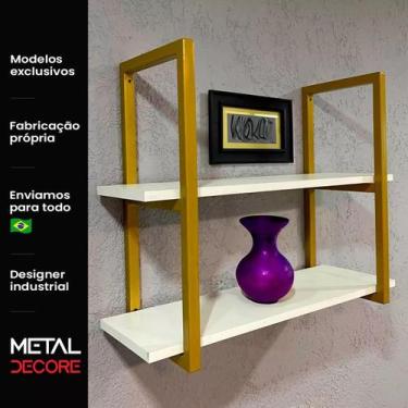 Imagem de Prateleira Estilo Industrial Moderna Para Sala 60x50 Mdf - Metal Decor