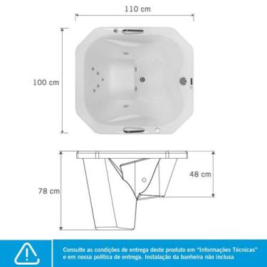 Imagem de Ofurô Astra Zen Luxo 110cmx100cmx78cm sem Aquecedor 110V