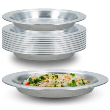 Imagem de Kit de 10 Pratos Infantis para Merenda Escolar Alumínio Resistente - M