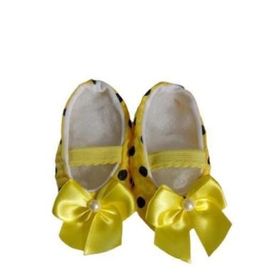 Imagem de Sapatinho de tecido bebê menina - Duda Shop, Amarelo de bolinha