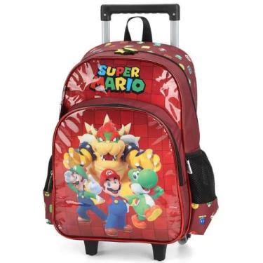 Imagem de Mochila Rodinha Infantil Escolar Menino Super Mario Bros Luxcel Azul