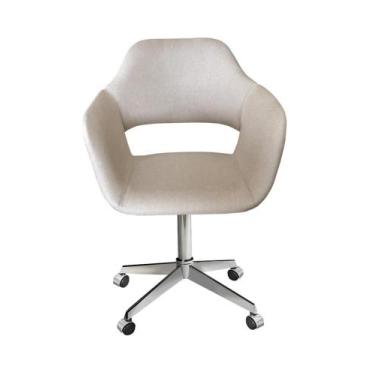 Imagem de Poltrona Decorativa Zara Cadeira Giratória com Rodinhas Salão, Escritó