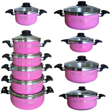 Imagem de Jogo De Panelas Tampa De Vidro Temperado Sublime Luxxo Rosa - Grenada