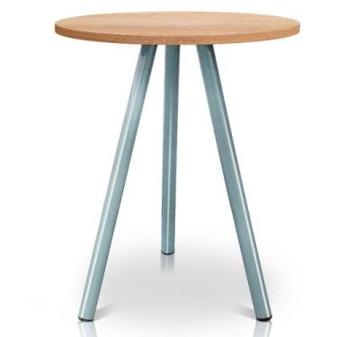 Imagem de Mesa de Canto Lateral Atlanta Tripé Redonda Tampo em MDF Prata e Jade 