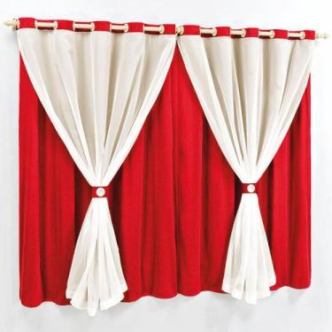 Imagem de Cortina Dani para Varão Tecido Malha e Voal 3,00 Metros x 2,80 Metros 