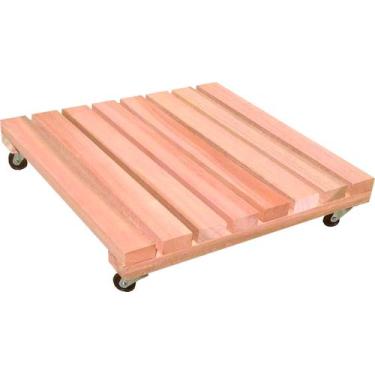 Imagem de Suporte de Madeira para Vasos Botijão Com Rodas 40x40 cm Sem Pintura N