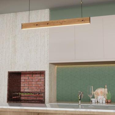 Imagem de Pendente LED Horizontal Quartzo 18W 2000LM Bivolt - Madeira Maciça - M