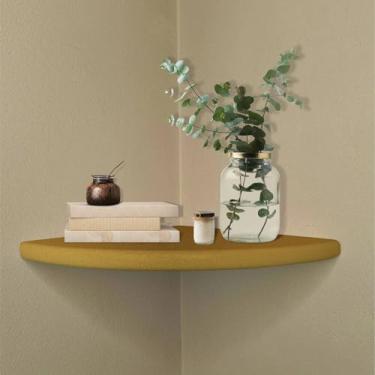 Imagem de Prateleira de Canto de Parede Colorido em Mdf Laqueado Cor:DOURADO METALIZADO;Tamanho:30X30 CM