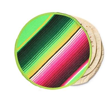 Imagem de Autêntico porta-tortilha mexicana de pano. Tortillera Mexicana forno de micro-ondas seguro para milho, taco de farinha, burrito, quesadilla, pão e roti. Tortillero Mexicano (verde)