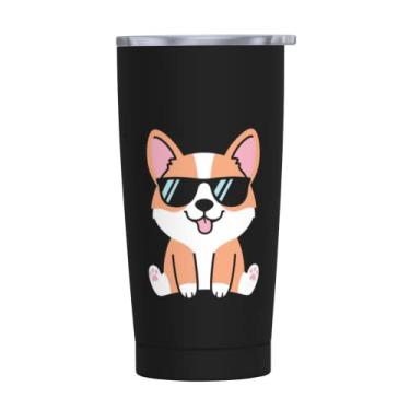 Imagem de Wisedeal Caneca de café Corgi de aço inoxidável com tampa térmica isolada a vácuo, novidade para amantes de cães, presente de Natal, aniversário, para pai, mãe, amor, cachorro, amigos, colegas de
