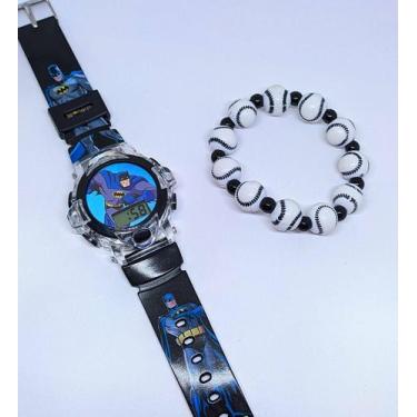 Imagem de kit Relógio Infantil Digital Pisca Luz Led Toca Musica Personagens Sup