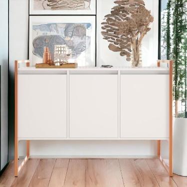 Imagem de Buffet Industrial Aparador 3 Portas Tokyo Branco Cobre Branco Cobre