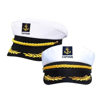 Imagem de CYYKFWHDP Captain Hat, Sailor Skipper Cap, Marines Style Costume Accessory, Adjustable Yacht Boat Captains Hats, for Halloween Masquerade Party, Outdoor water activities.