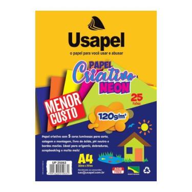 Imagem de Bloco Papel Criativo Neon A4 120g/m² 25 Folhas 21 x 29,7cm - Usapel