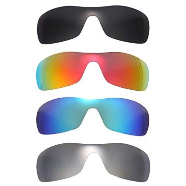 Imagem de NicelyFit 4 pares de lentes polarizadas de substituição para óculos de sol Oakley Antix armação de vidro, Espelho vermelho fogo, espelho azul gelo, espelho de titânio, irídio preto, Antix