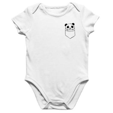 Imagem de Body Bebê Algodão Pocket Panda - Foca na Moda, Branco, G