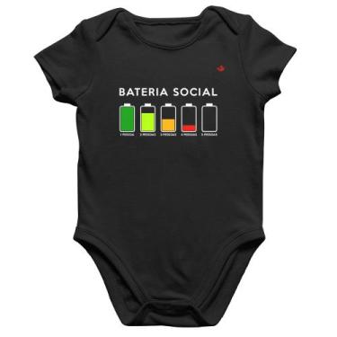 Imagem de Body Bebê Algodão Bateria Social - Foca na Moda, Preto, GG
