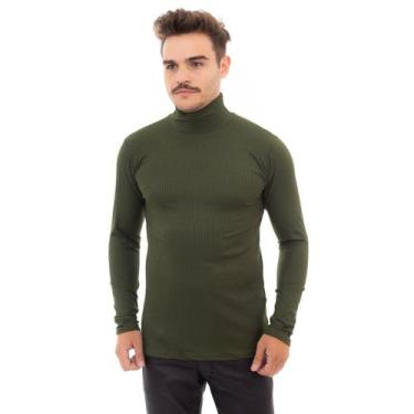 Imagem de Cacharrel Masculina Camiseta Manga Longa  Gola Alta Canelada - Execuçã