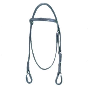 Imagem de Cabeçada de Couro com Testeira e Afogador Inox para Cavalo - DR Couro 