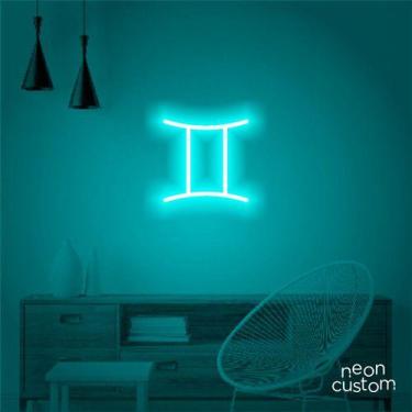 Imagem de luminaria letreiro Neon Led Signo Gêmeos 100x100 luminoso decoração p/