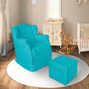 Imagem de Poltrona Amamentação + Puff Balanço , azul turquesa