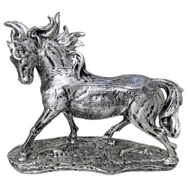 Imagem de Escultura Cavalo Pequeno em Resina Chapiscado Decoração de Sala Cozinh