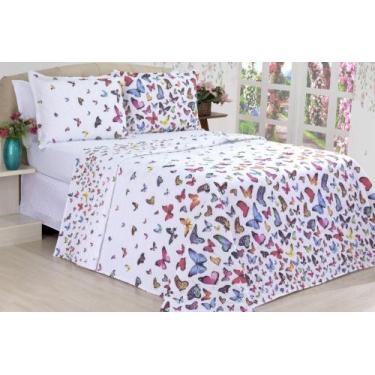 Imagem de Cobre leito percal borboletas queen 3 peçs - casa tudo enxovais - casa