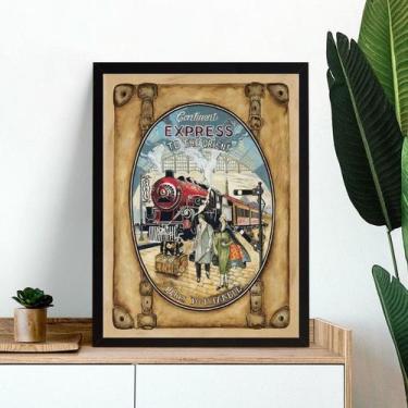 Imagem de Quadro Vintage Poster Trem - Maria Fumaça 24x18cm - Quadros On-line, M