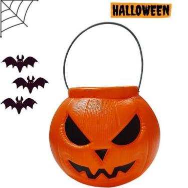 Imagem de Balde Abóbora Grande Decoração Halloween Cesto 18cm - LEPLASTIC