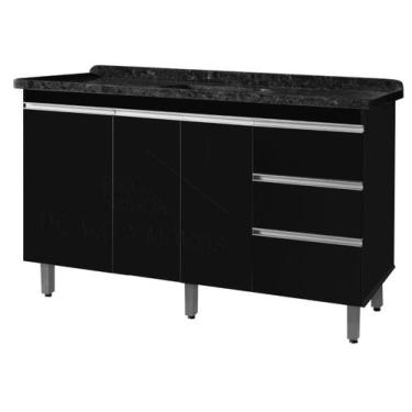 Imagem de Gabinete Para Pia de 1.50 Metro balcão 100% MDF com Puxador em Alumíni