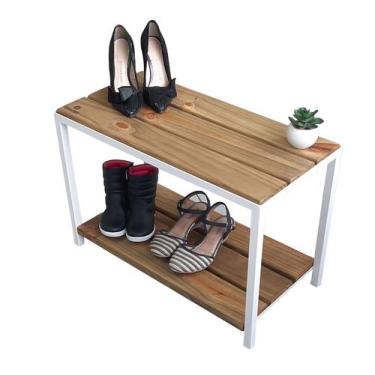 Imagem de Sapateira Banco Strassis Design SD-5007 Metal e Madeira Cor: Branca