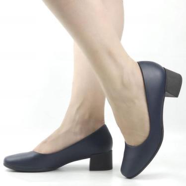 Imagem de Scarpin Salto Bloco Médio - USAFLEX, New blue, 38