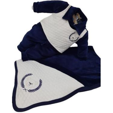 Imagem de Saida de Maternidade Plush Bebê Menino Zafielo Luxo Ref 2030, Azul mar