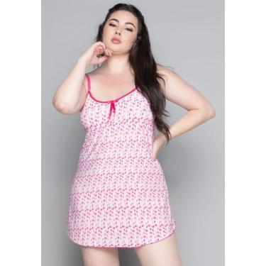 Imagem de Camisola Plus Size Bella Fiore Liganete Estampada Poá Roupa de Dormir,