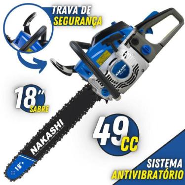 Imagem de Motosserra Nakashi À Gasolina NCS500 49,3cc 2 Tempos Com Sabre de 18 P