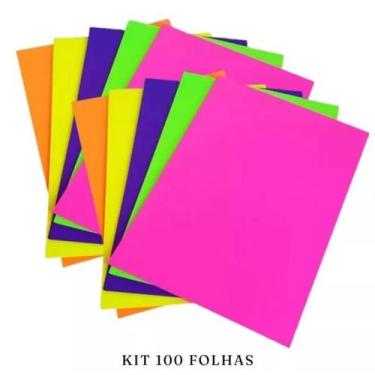 Imagem de 50/100 Folhas Papel Neon Criativo A4 80g Papel Fluorescente Material E