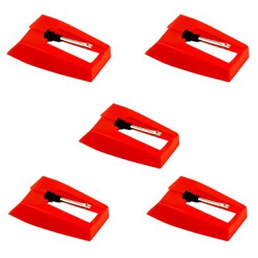 Imagem de Agulha de toca-discos, 5 peças, agulha de substituição para toca-discos de longa duração para toca-discos de vinil (vermelho)