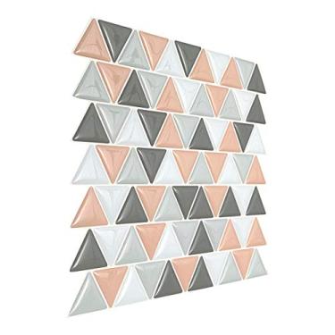 Imagem de Pastilha Adesiva 3D Rosa Cinza Triângulos Kit 4 Placas
